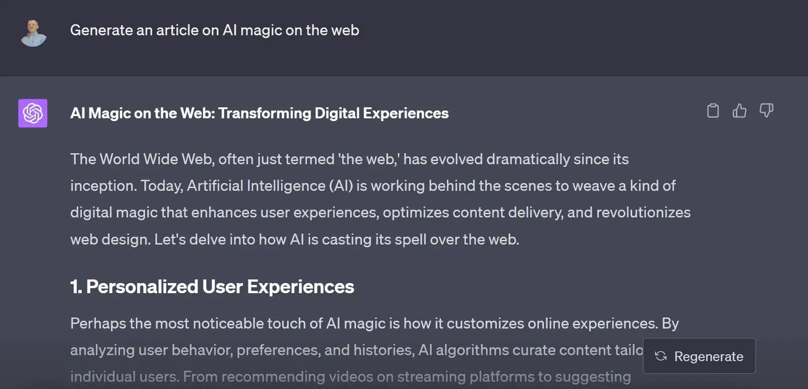 AI magic on the web - an aticle generated by ChatGPT