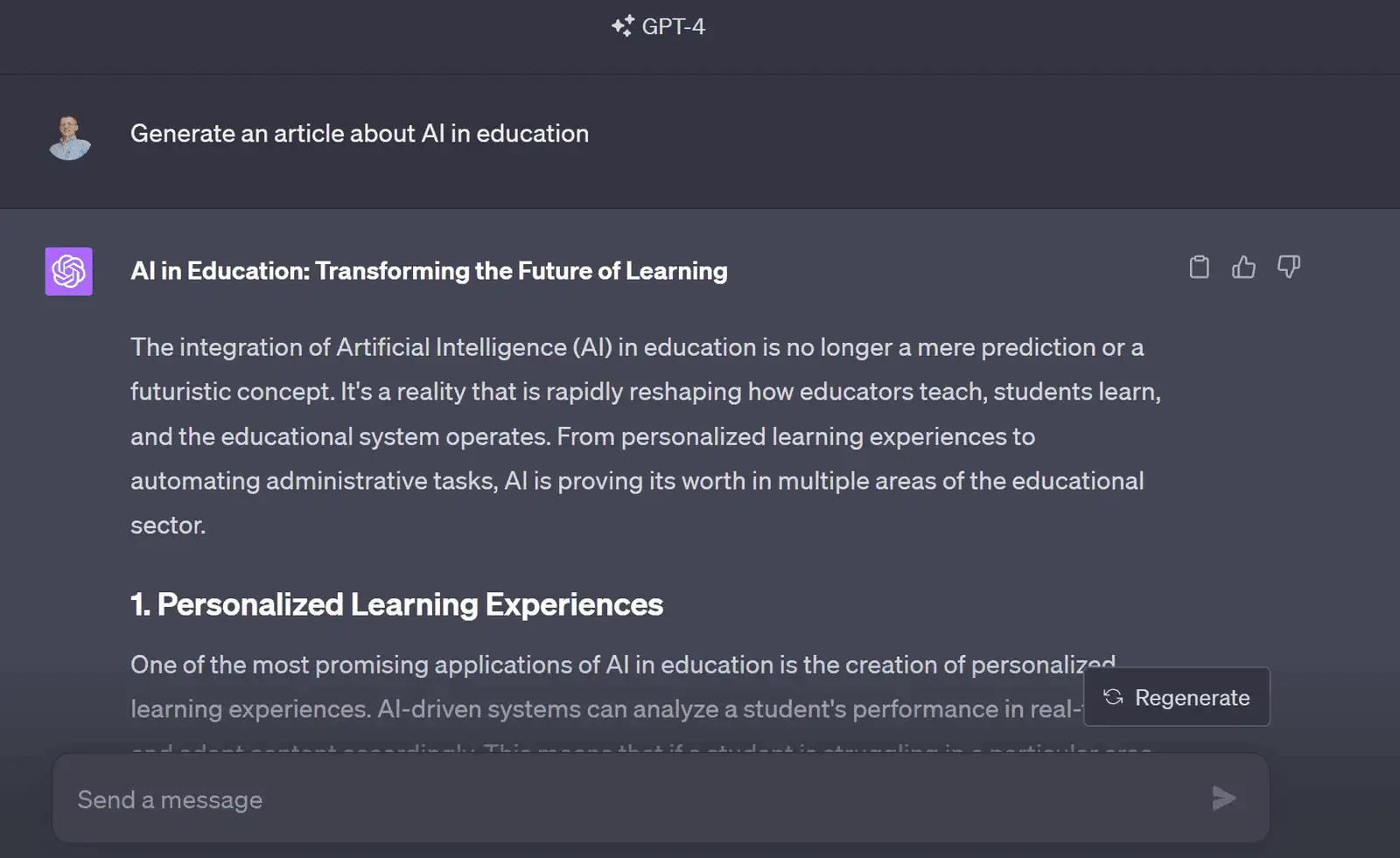 ChatGPT article on AI in education