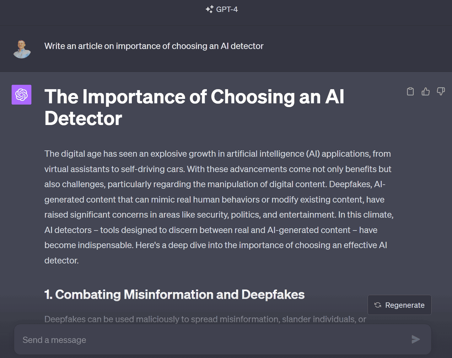 Choosing an AI detection with ChatGPT